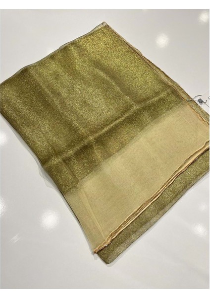 Armanda Taşlı Simli Tül Şal %30 Ipek - 1