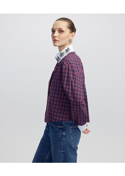 Aplikeli Ekose Desen Gömlek IW6250025053035 modelleri