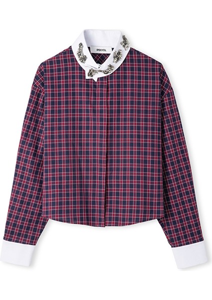 Aplikeli Ekose Desen Gömlek IW6250025053035 indirimleri