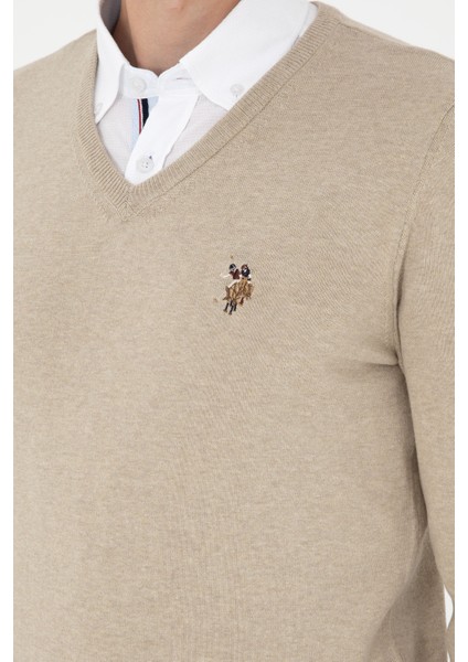 Erkek Açık Haki Melanj Kazak /Triko 50288885-VR193