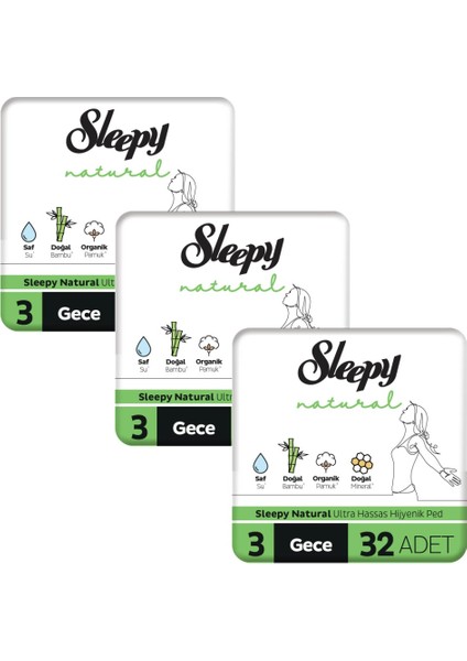 Natural Ultra Hassas Hijyenik Ped Mega Fırsat Paketi Gece 96 Adet fiyatları