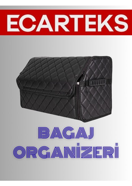 Oto Bagaj Organizeri Kapitone Deri Çanta Siyah Renk