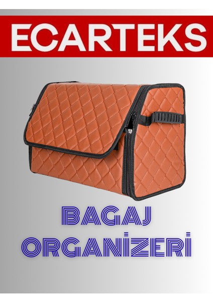 Oto Bagaj Organizeri Kapitone Deri Çanta Taba Renk
