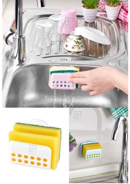 Çok Renkli Vantuzlu Bulaşık Sünger Askısı, Pratik ve Şık Mutfak Gereci