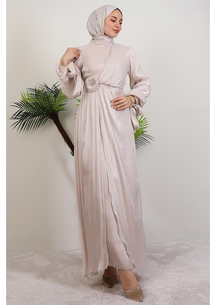 Beli Gül Detay Abiye Bej fiyatları