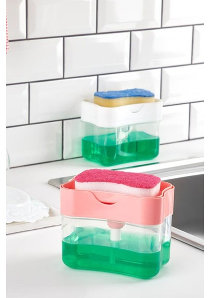 Pompalı Hazneli Süngerli Pratik Mutfak Sıvı Bulaşık Deterjanlığı ve 3’lü Temizlik Bezi Seti fiyatları