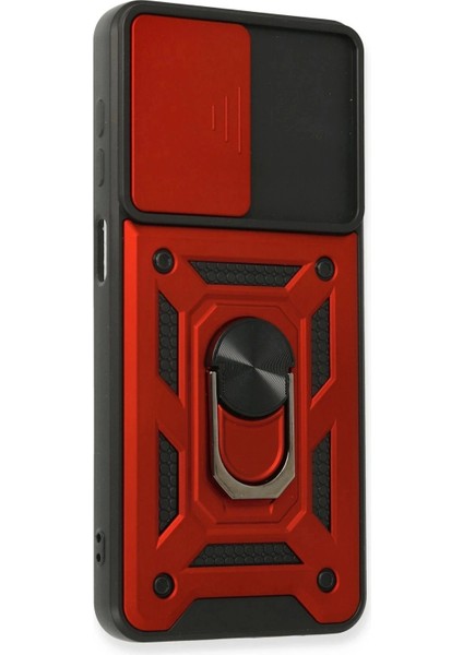 Newface Samsung Galaxy A22 Kılıf Pars Lens Yüzüklü Silikon - Kırmızı fiyatları