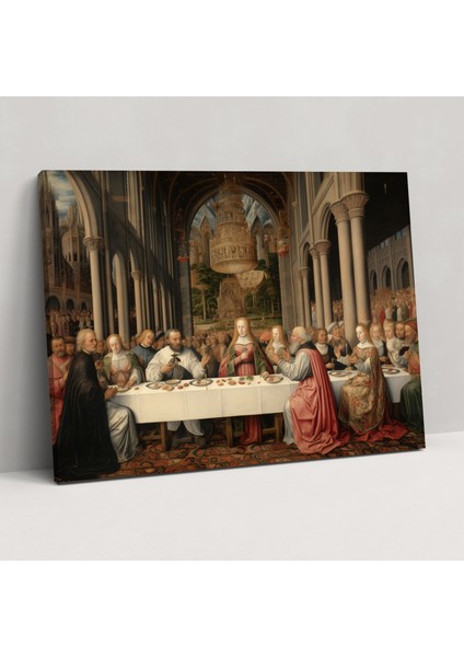 Kraliyet Ziyafeti Desenli Duvar Sanatı - Ortaçağ Zarafet Kanvas Şatafat