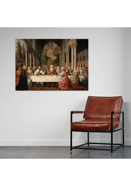 Kraliyet Ziyafeti Desenli Duvar Sanatı - Ortaçağ Zarafet Kanvas Şatafat fiyatları