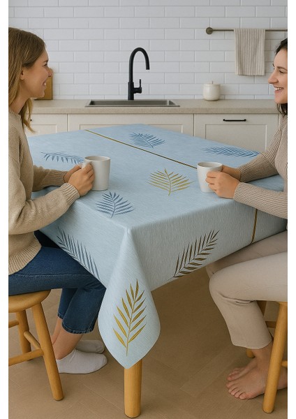 Modern Yaprak Desenli Şeffaf Pvc Masa Örtüsü Silinebilir Kaymaz Sofra Örtüsü Su Geçirmez fırsatları