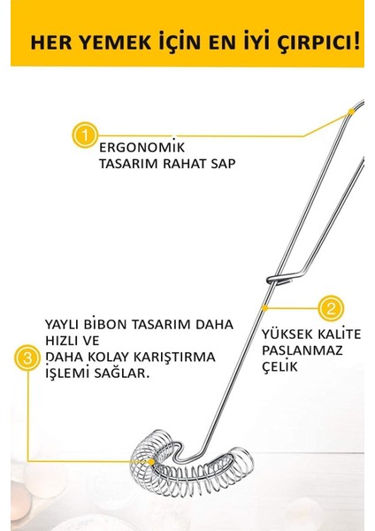 Pratik Spiral Yaylı Yumurta Çırpıcı Seti, Kek ve Tatlılar Için Mutfak Yardımı