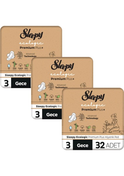 Ecologic Premium Plus Hijyenik Ped Mega Fırsat Paketi Gece 96 Adet fiyatları