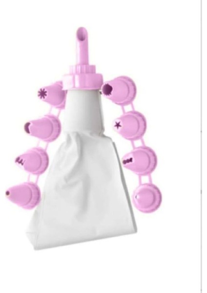 Pembe 7'li Krema Torbası Şekillendirici Seti, Pratik ve Şık Kullanım Sağlar. indirimleri