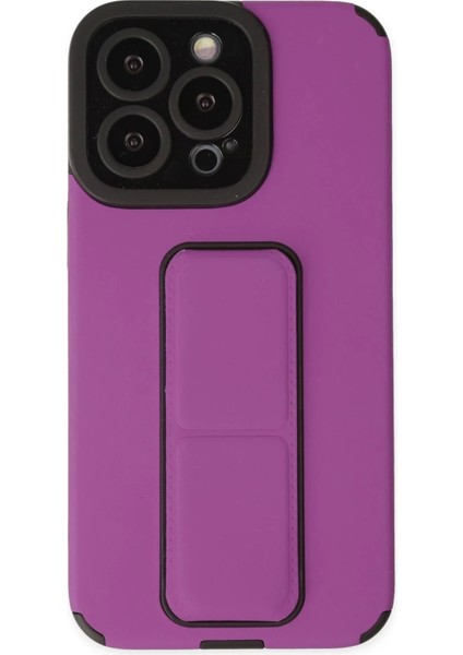 Newface iPhone 13 Pro Kılıf Mega Standlı Silikon - Mor