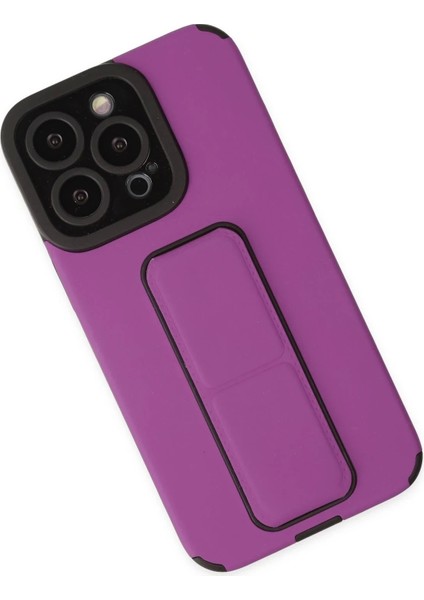 Newface iPhone 13 Pro Kılıf Mega Standlı Silikon - Mor indirimleri