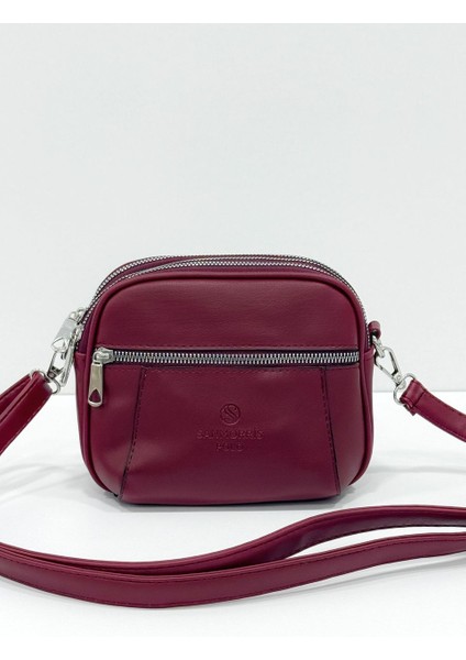 Kadın Suni Deri Ayarlanabilir Çapraz Askılı 4 Gözlü Omuz Çantası