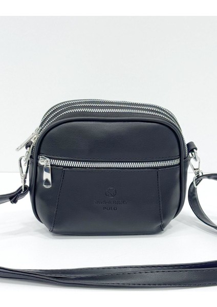 Kadın Suni Deri Ayarlanabilir Çapraz Askılı 4 Gözlü Omuz Çantası