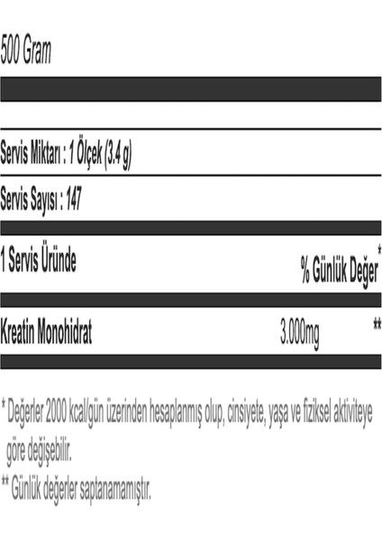 Mikronize KreaTİN Tozu 500 gr - Almanya Menşeli Creapure İçerikli Vitamin Takviyesi, 166 Servis fırsatları
