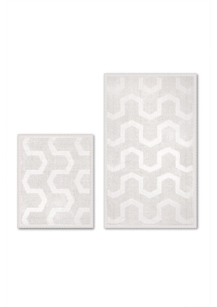 Dome Bukle Doğal Pamuklu 2'li Banyo Paspas Seti 60X100+50X60 cm - Ekru