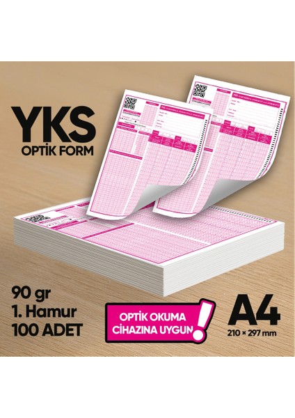 Yks-Msü Deneme Sınavları için 100 Adet (90.gr) Optik Form - Optik Okuma Uyumlu