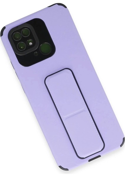 Newface Xiaomi Redmi 10C Kılıf Mega Standlı Silikon - Lila modelleri