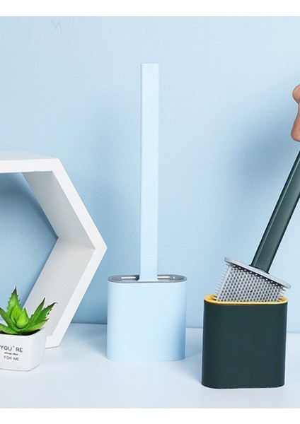 Silikon Banyo Tuvalet Klozet Temizleme Fırçası ve Tutucu Set, Siyah
