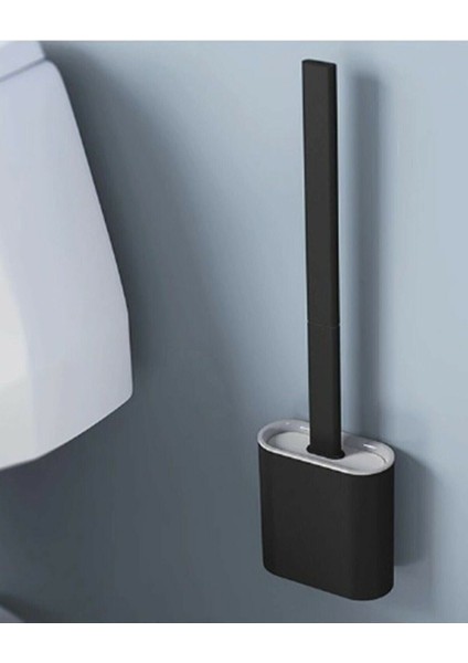 Silikon Banyo Tuvalet Klozet Temizleme Fırçası ve Tutucu Set, Siyah fiyatları