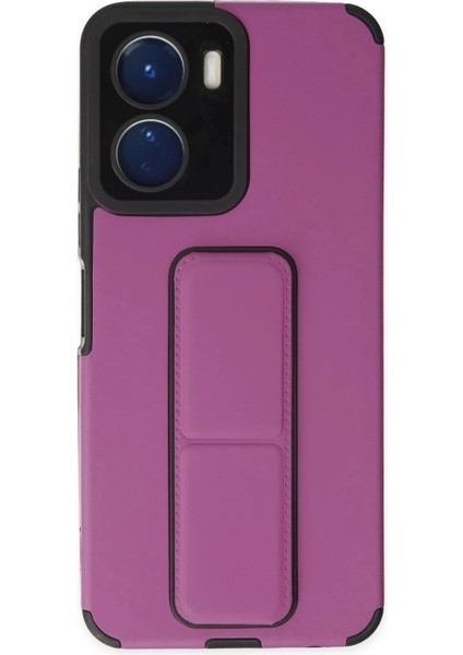 Newface Vivo Y16 Kılıf Mega Standlı Silikon - Mor