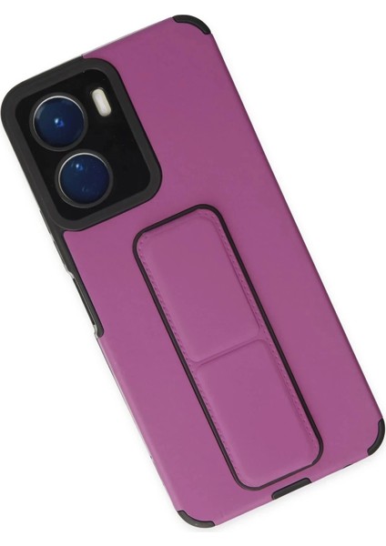 Newface Vivo Y16 Kılıf Mega Standlı Silikon - Mor modelleri