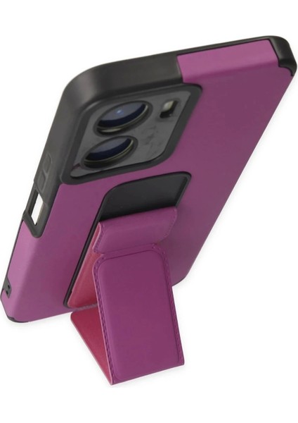 Newface Vivo Y16 Kılıf Mega Standlı Silikon - Mor fırsatları