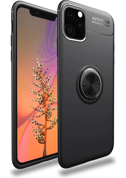 Newface iPhone 11 Pro Max Kılıf Range Yüzüklü Silikon - Siyah