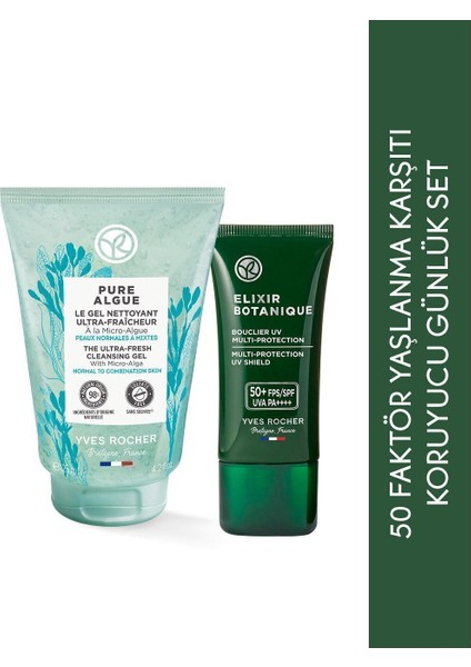 50 Faktör Koruyuculu Yaşlanma Karşıtı Yüz Kremi, Yüz Yıkama Jeli Rutin Seti + Alterra Aloe Vera Jel