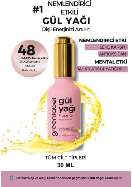 Gül Yağı 30 ml - Doğal ve Saf Bitkisel Yağ, Cilt ve Saç Bakımı için İdeal fırsatları