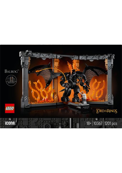 ® Icons Yüzüklerin Efendisi: Balrog Kitaplık Dekoru 10367 -Tolkien Hayranı Yetişkinler Için Dekoratif Yapım Seti (1201P) modelleri