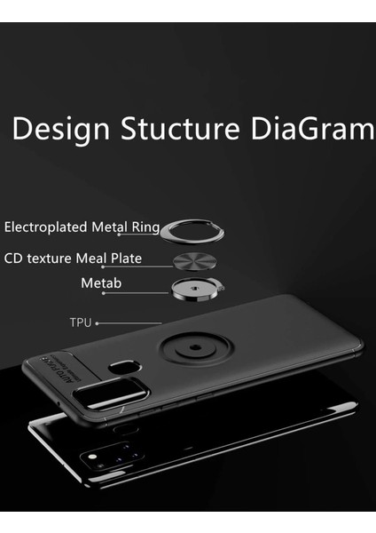 Newface Samsung Galaxy M31 Kılıf Range Yüzüklü Silikon - Siyah modelleri