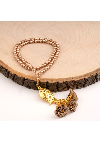 Laleli Güllü Tesbih Gold (99LU - 6mm)