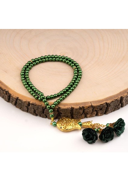 Laleli Güllü Tesbih Yeşil (99LU - 6mm)