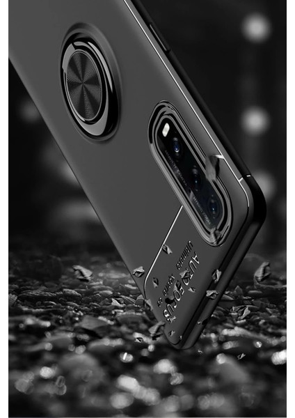 Newface Oppo Find X2 Kılıf Range Yüzüklü Silikon - Siyah-Gold indirimleri