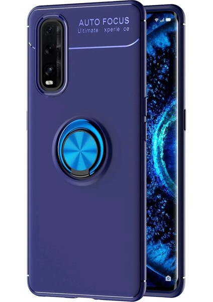 Newface Oppo Find X2 Kılıf Range Yüzüklü Silikon - Mavi