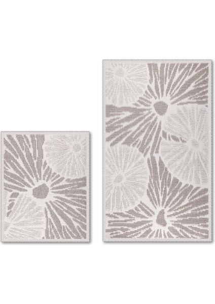 Angers Doğal Pamuklu 2'li Banyo Paspas Seti 60X100+50X60 cm - Taş