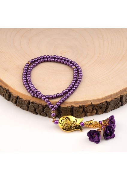 Laleli Güllü Tesbih Mor (99LU - 6mm)