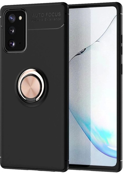 Newface Samsung Galaxy Note 20 Kılıf Range Yüzüklü Silikon - Siyah-Gold