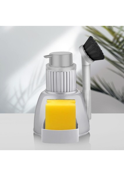 Gri Akrilik Mutfak Seti, Sıvı Sabunluk ve Fırça ile Şık ve Kullanışlı Tamamlayıcı