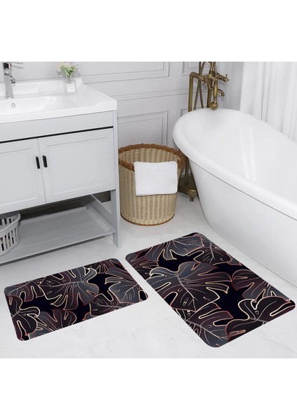 Dijital Baskı Modern Banyo Halısı Ikili Banyo Paspası LNA5221 100X60+60X50 cm