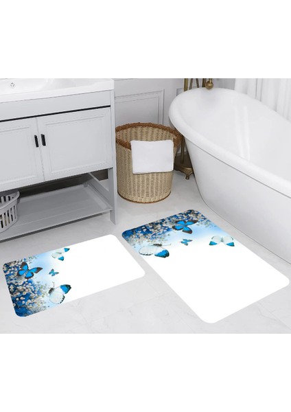 Dijital Baskı Modern Banyo Halısı Ikili Banyo Paspası LNA5250 100X60+60X50 cm