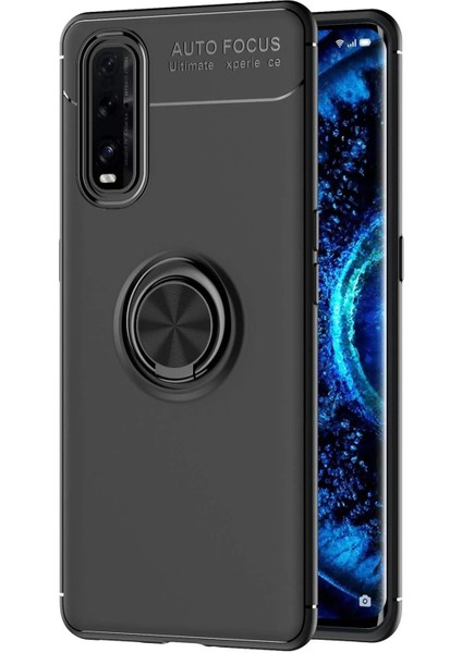 Newface Oppo Find X2 Kılıf Range Yüzüklü Silikon - Siyah
