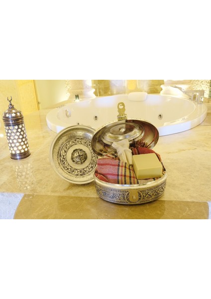 Bakır Hamam Seti Oyma Nakış İşlemeli Gümüş Renk (Kalaylı) fiyatları