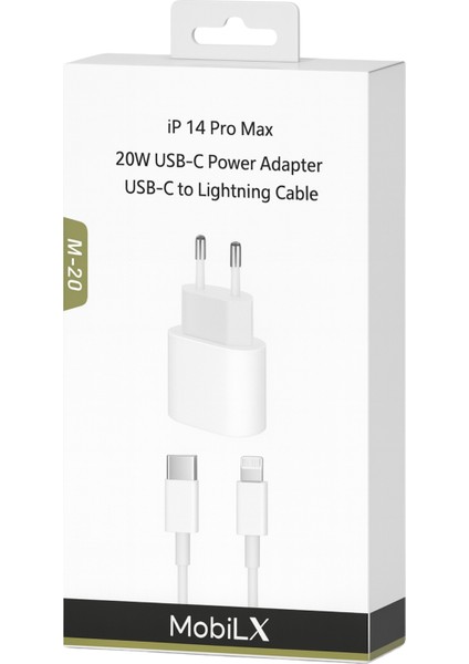 Mobilx M-20 20W iPhone 8–14 Pro Max Uyumlu Hızlı Şarj Adaptörü + Usb-C To Lightning Kablo fiyatları