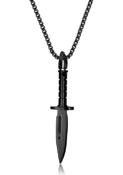 Gastronomi Temalı Siyah Bıçak ve Kolye, Şık ve Zarif Tasarım