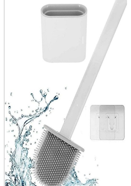 Beyaz Silikon Tuvalet Klozet Temizleme Fırçası ve Tutucu fiyatları